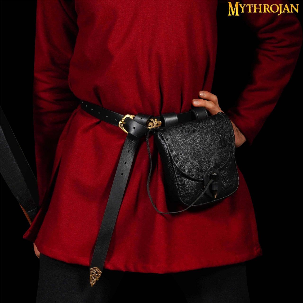 Bolsa de cinturón medieval de cuero con cierre de cuerno - imagen 6