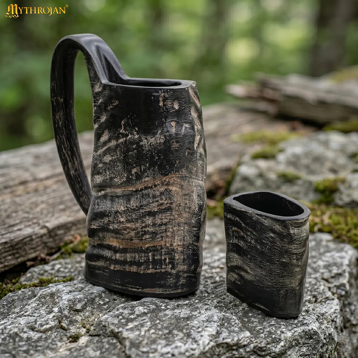 Jarra vikinga de cuerno de búfalo con vaso opcional