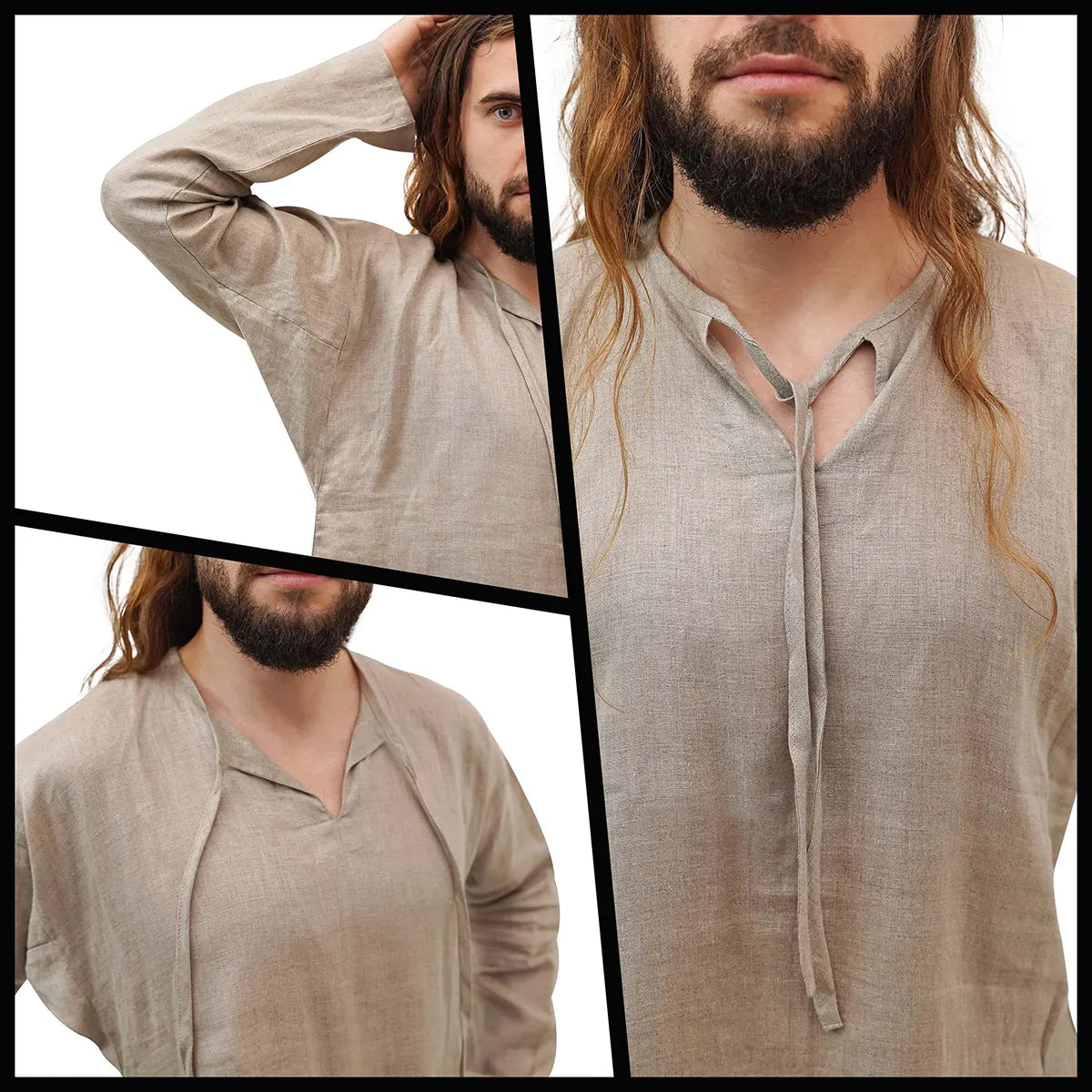 Camisa medieval de lino Waldemar — corte A, camisa interior histórica