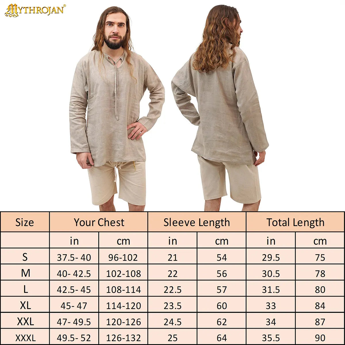 Camisa medieval de lino Waldemar — corte A, camisa interior histórica