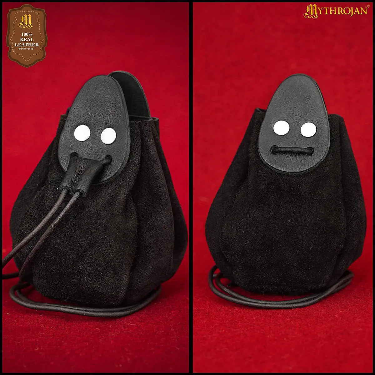 Bolsa medieval de ante con cordón, gris — para monedas y dados - imagen 12
