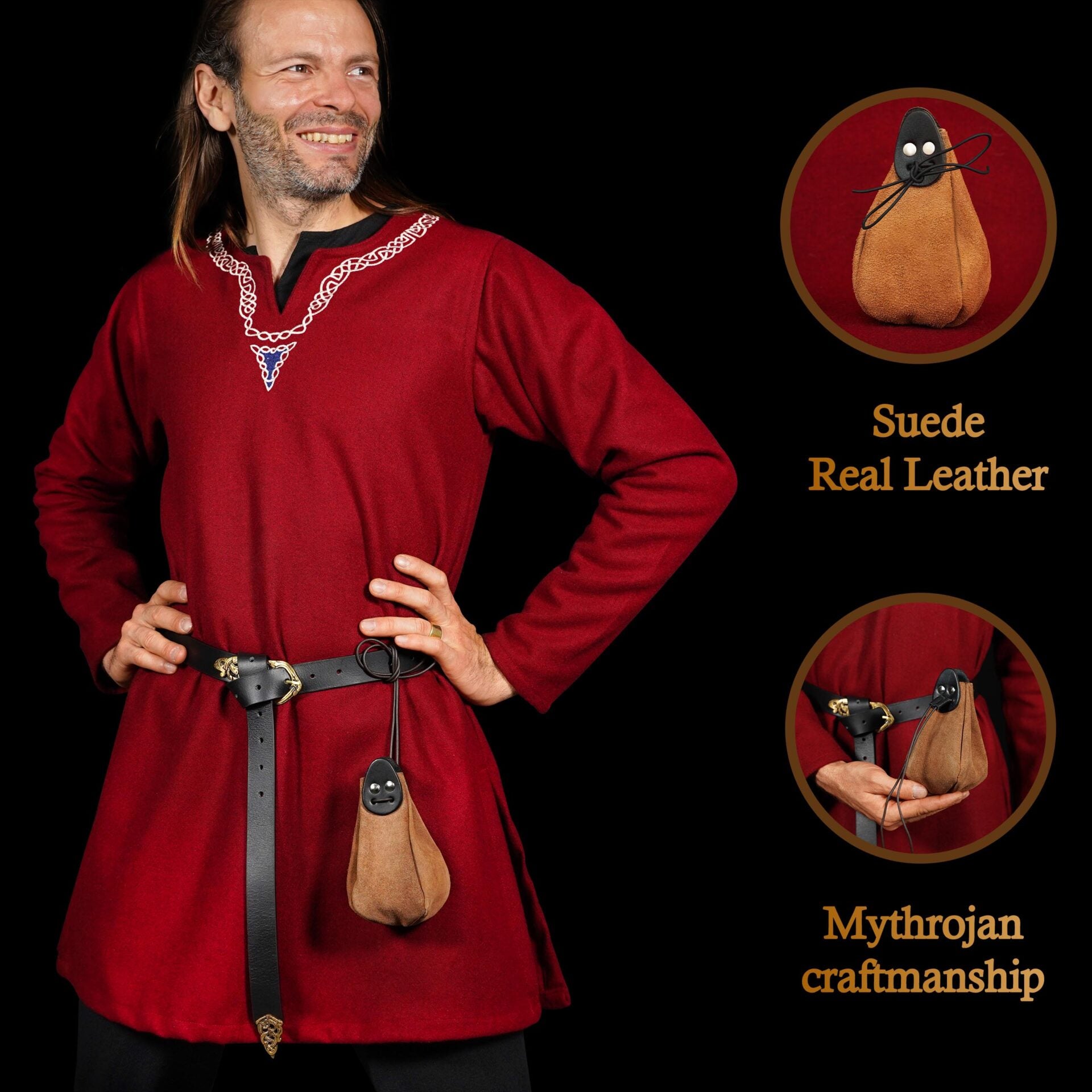 Bolsa de gamuza con cordón para dados, monedas y accesorios LARP - imagen 8
