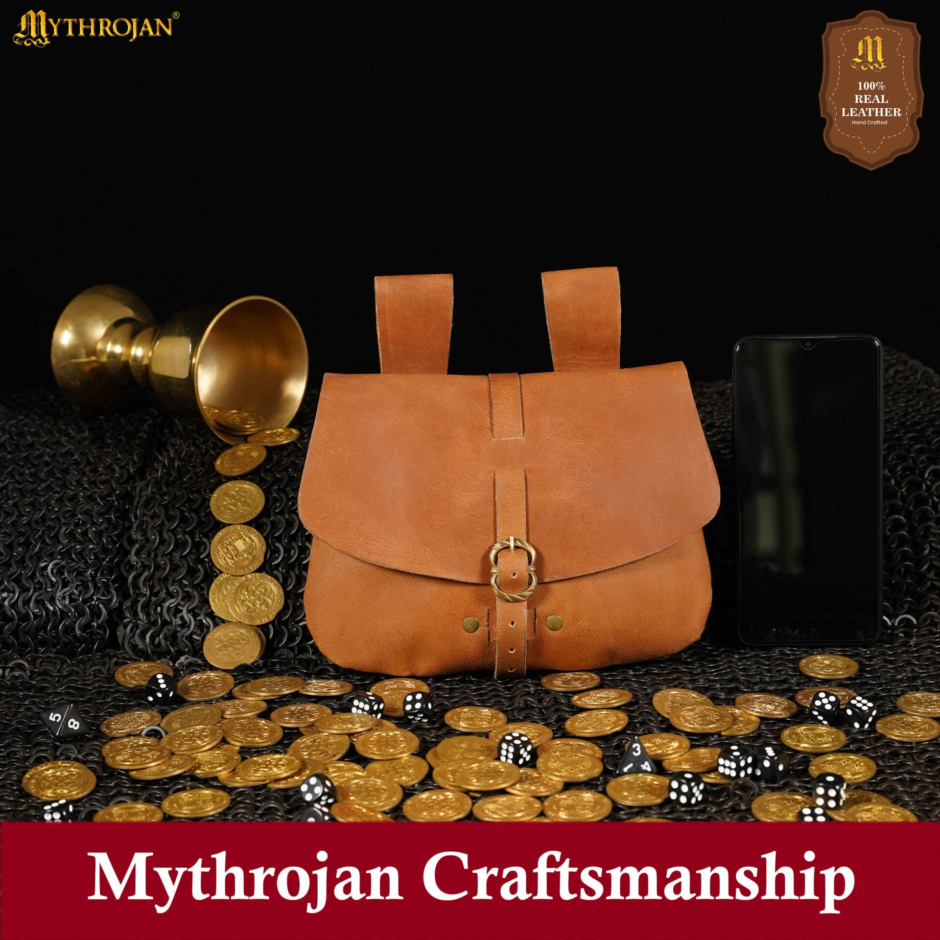 Bolsa de cintura medieval de cuero genuino - LARP y disfraces - imagen 15