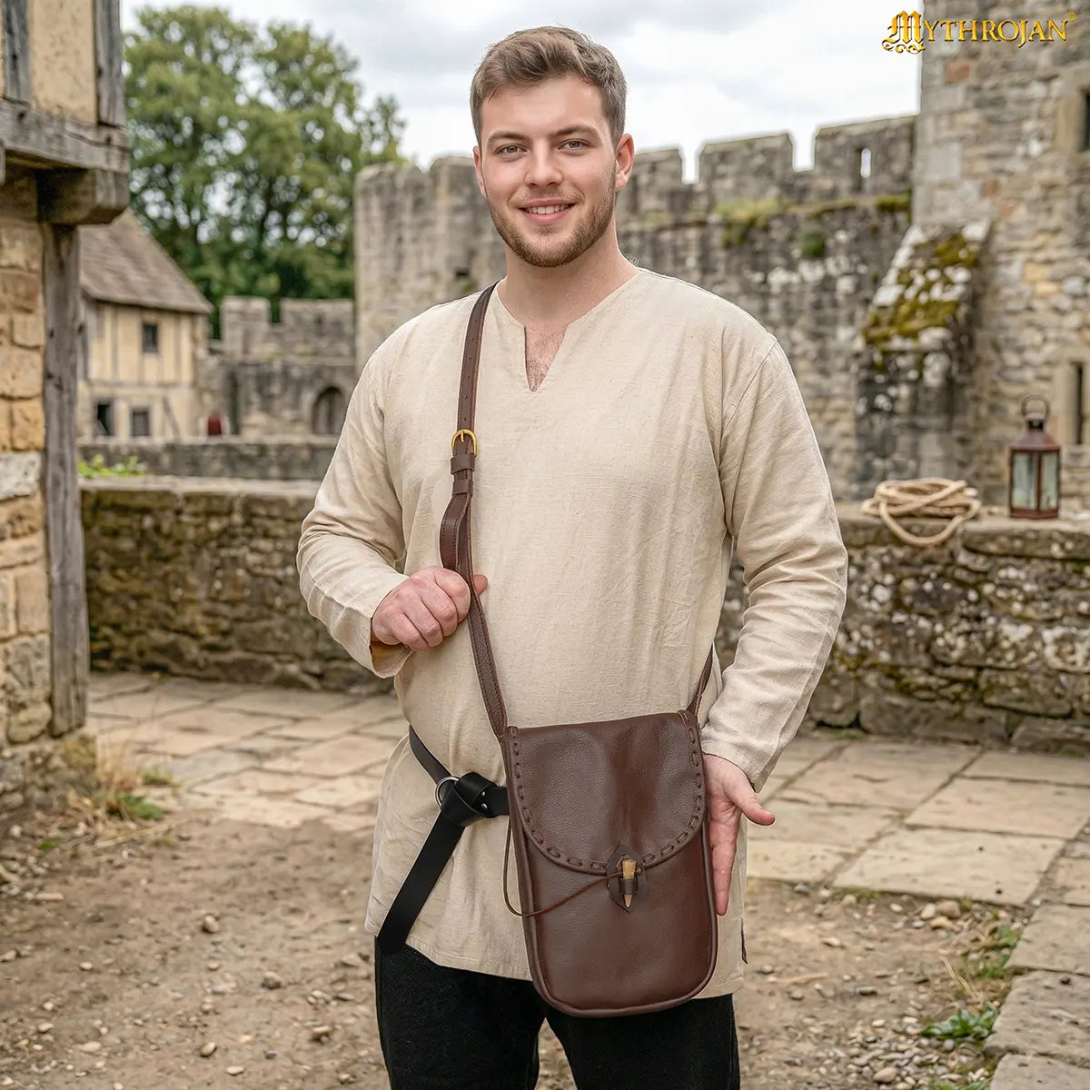 Bolsa mensajera medieval de cuero Mythrojan - imagen 19