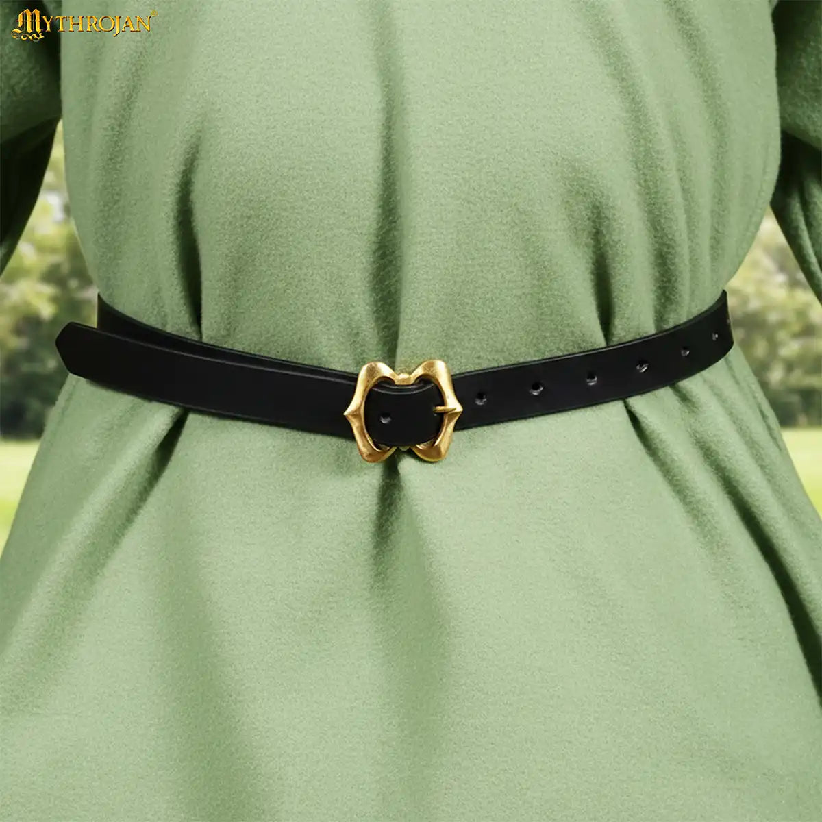 Cinturón medieval de cuero con hebilla de latón (estilo Renacimiento) - imagen 6