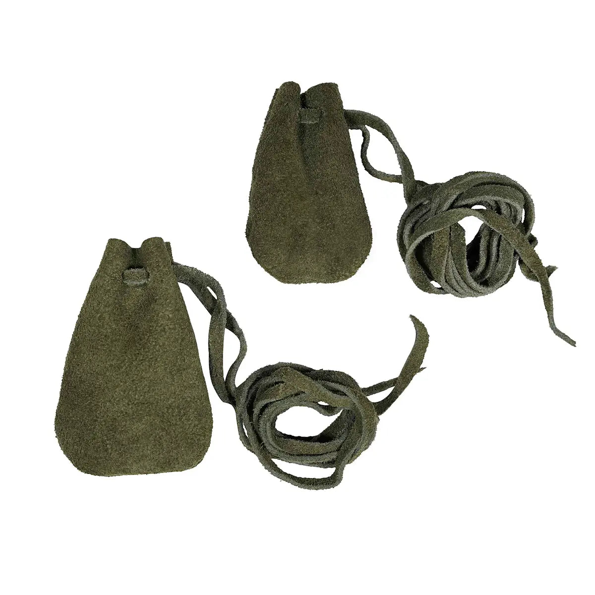 Bolsas de cuero serraje medieval - set 2 tamaños - Verde oscuro