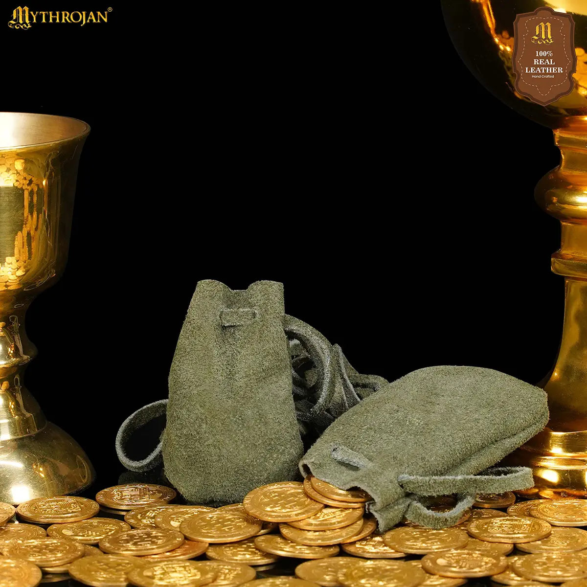 Bolsas de cuero serraje medieval - set 2 tamaños