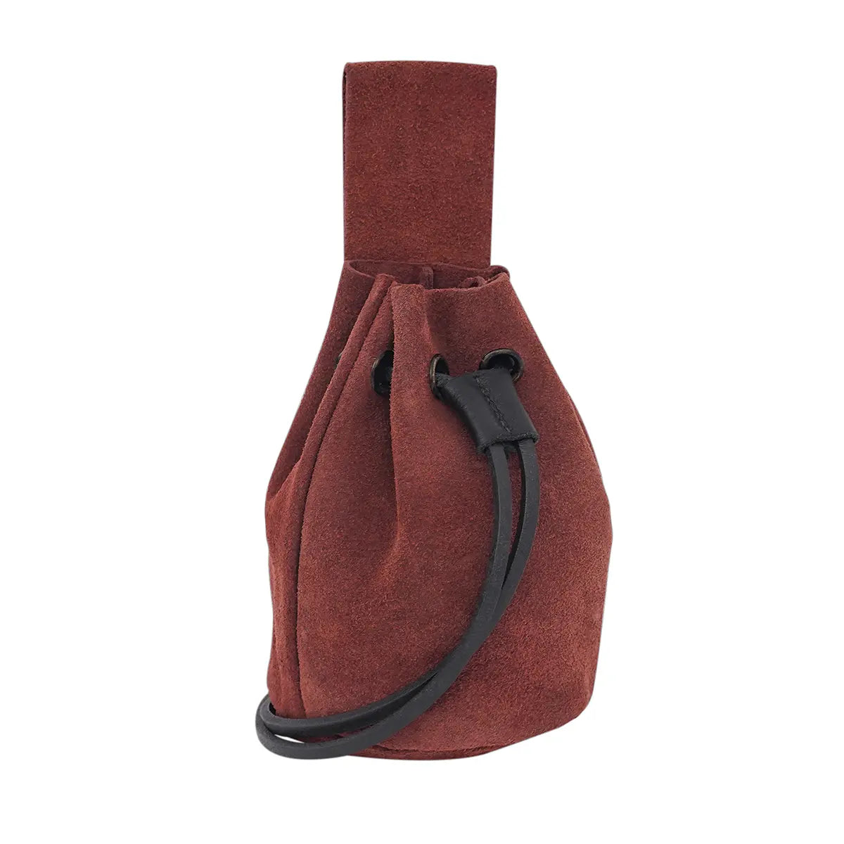 Monedero medieval de ante con cordón - Rojo vino - Standard - 5" x 6"