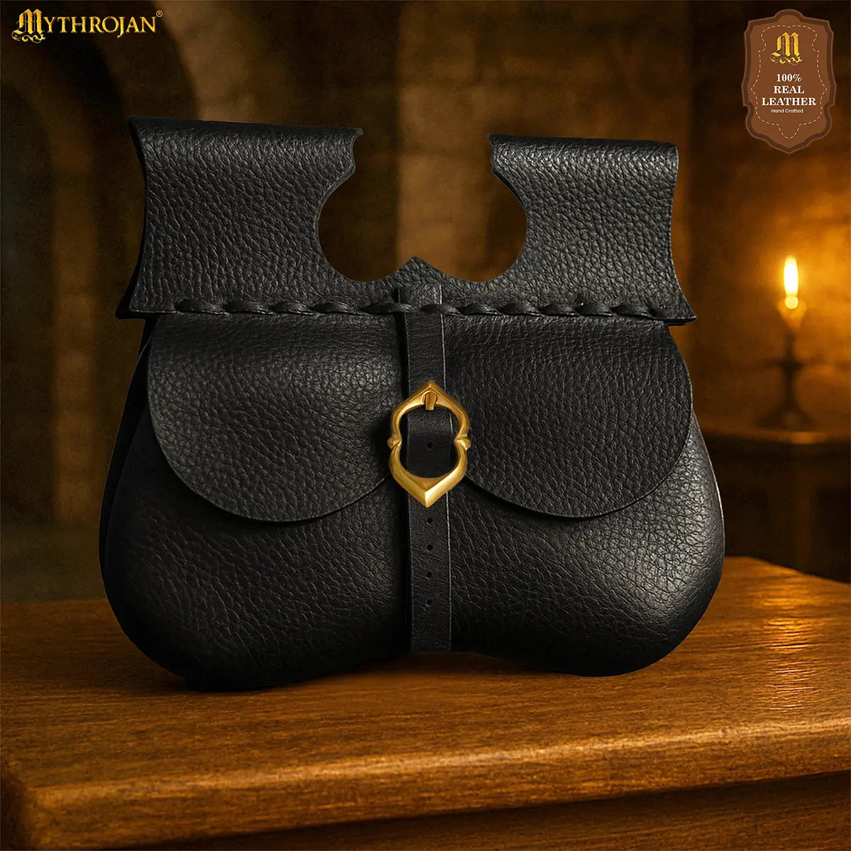 Bolsa renal medieval de cuero para cinturón, marrón - imagen 18