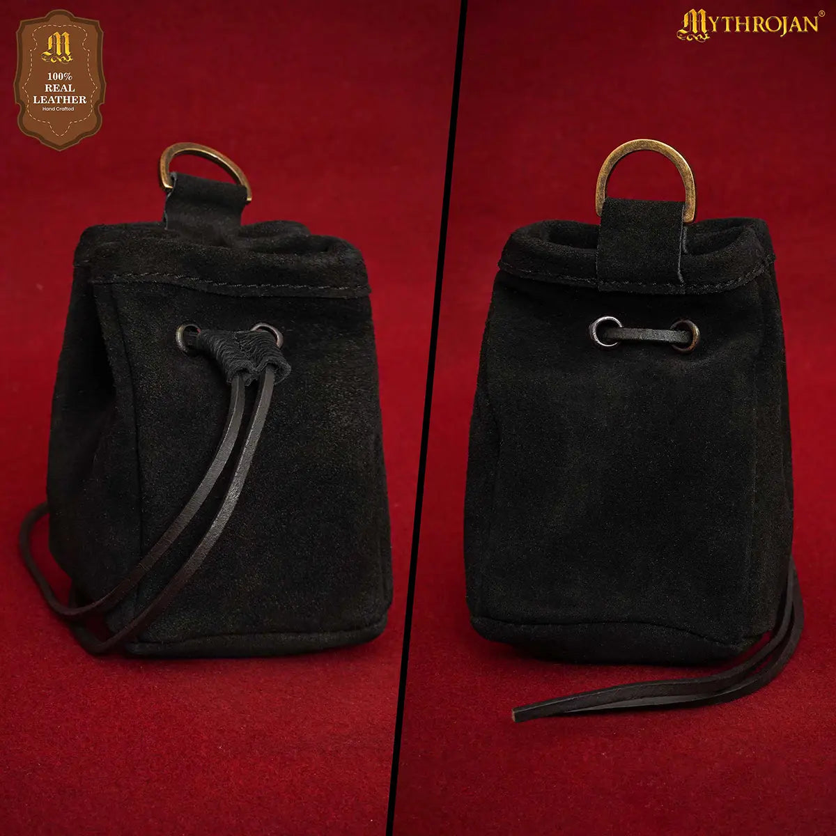 Bolsa medieval de cordón Mythrojan, 5” x 4” (ante) - Azul oscuro - imagen 19