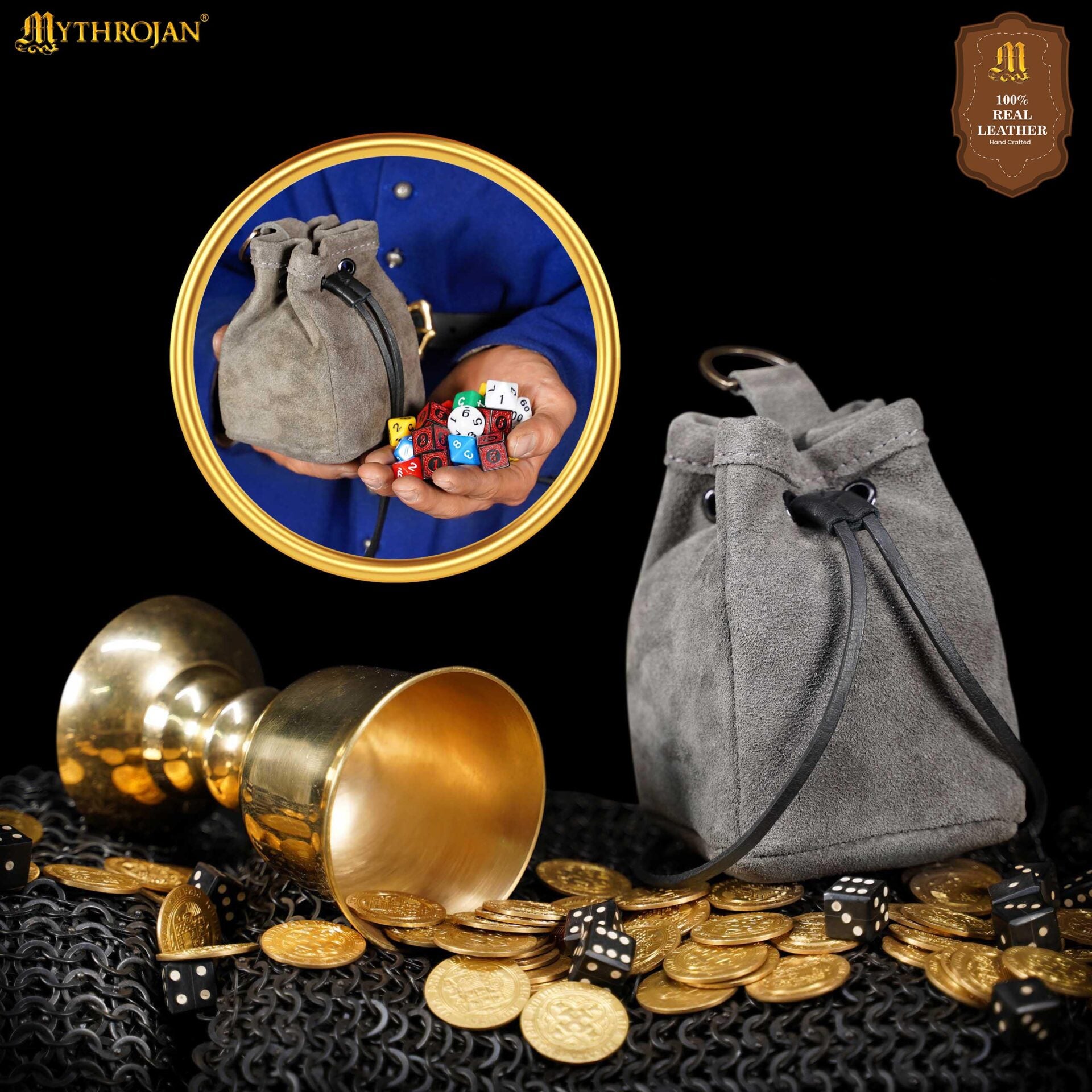 Bolsa de cinturón medieval con cordón, gamuza 5×4 - imagen 18