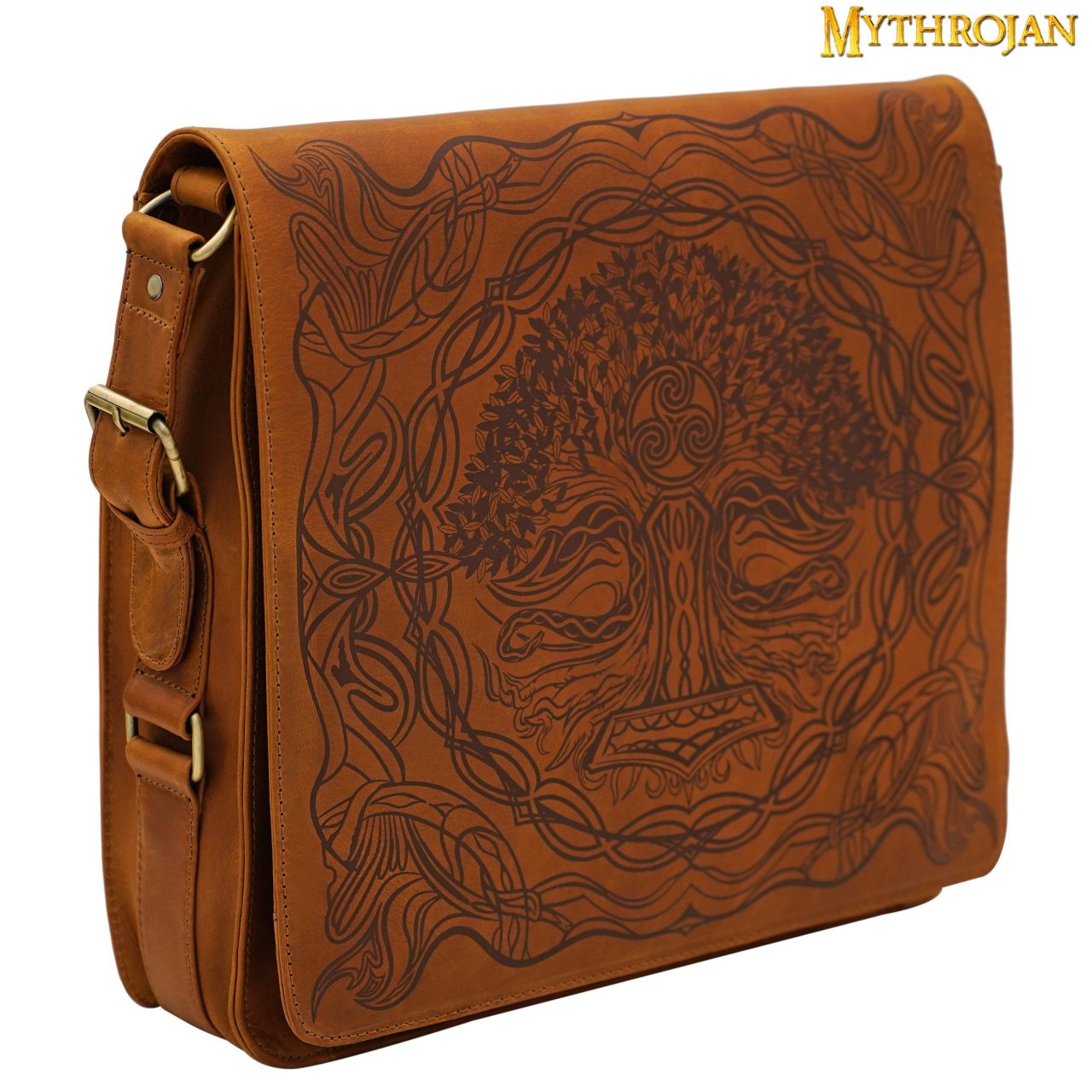 Bandolera vikingo de cuero genuino con Mjolnir - 14" - imagen 17