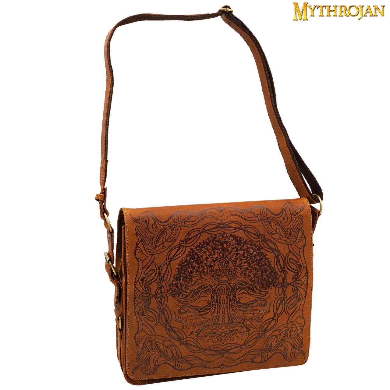 Bandolera vikingo de cuero genuino con Mjolnir - 14" - imagen 16