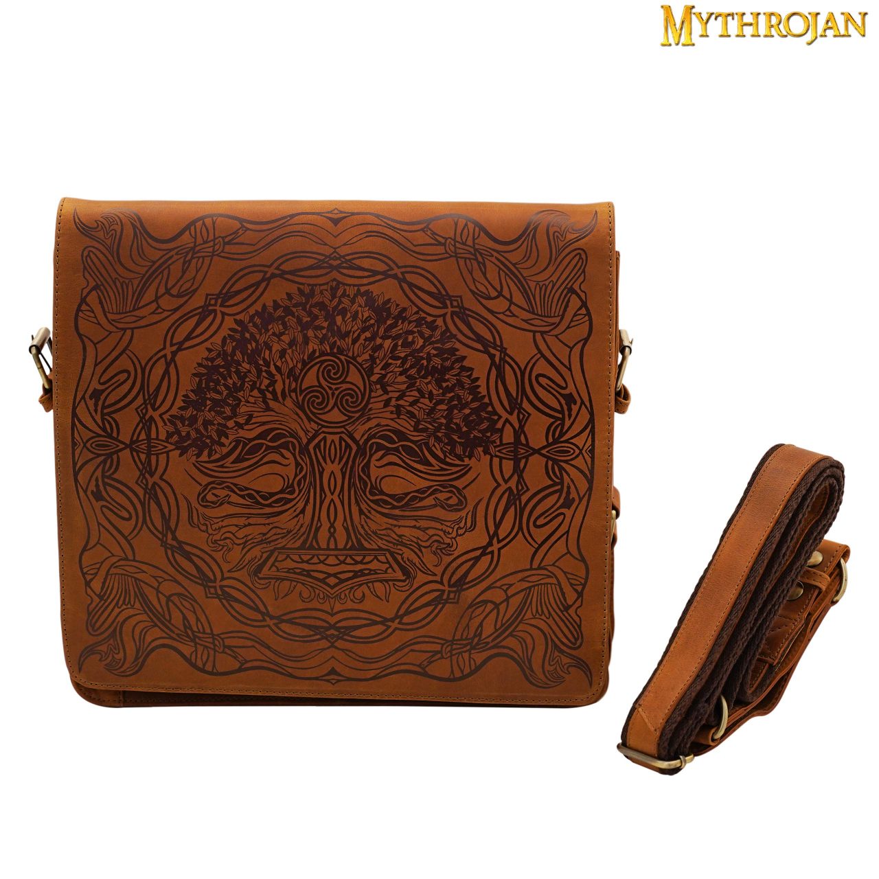 Bandolera vikingo de cuero genuino con Mjolnir - 14" - imagen 11