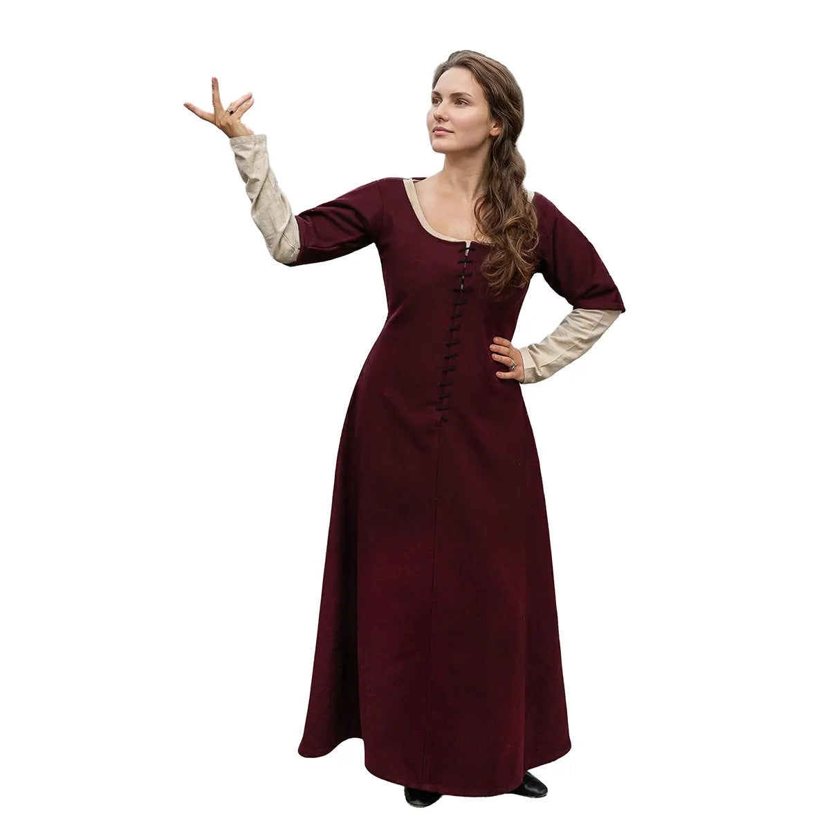 Vestido kirtle medieval para mujer con cordones frontales