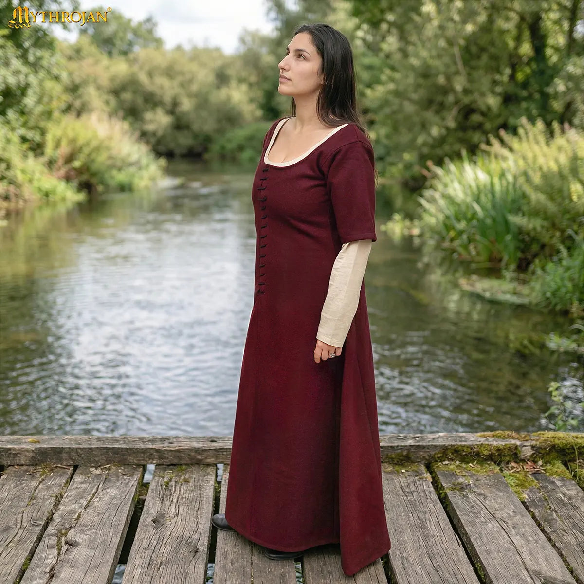 Vestido kirtle medieval para mujer con cordones frontales
