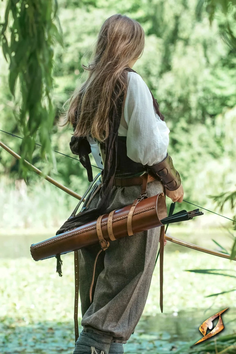 Carcaj de Cuero Curtido Vegetal - Laced Quiver para LARP y Arquería Medieval