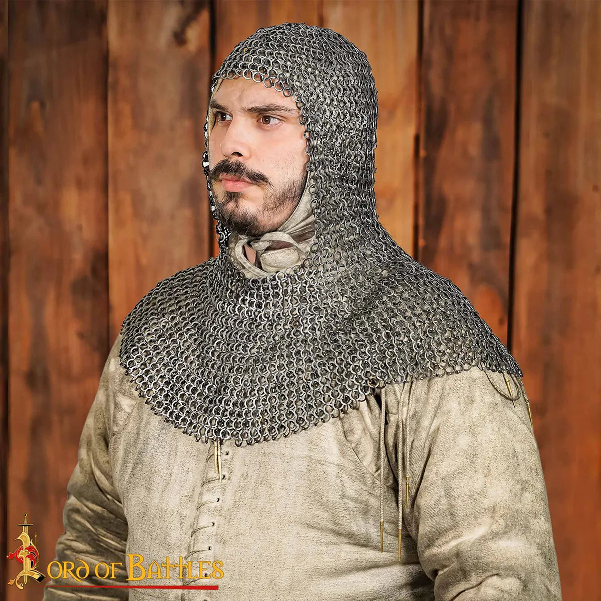 Capucha de malla remachada 9 mm en acero inoxidable para LARP, cosplay y cine - imagen 4