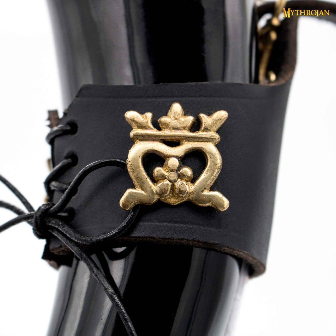 Cuerno vikingo para beber "The Elegant Lady" con soporte de cuero negro - Acabado pulido - imagen 4
