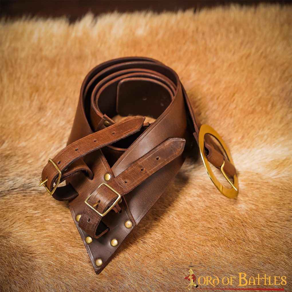 Bandolera para espada de cuero con hebilla de latón - imagen 12