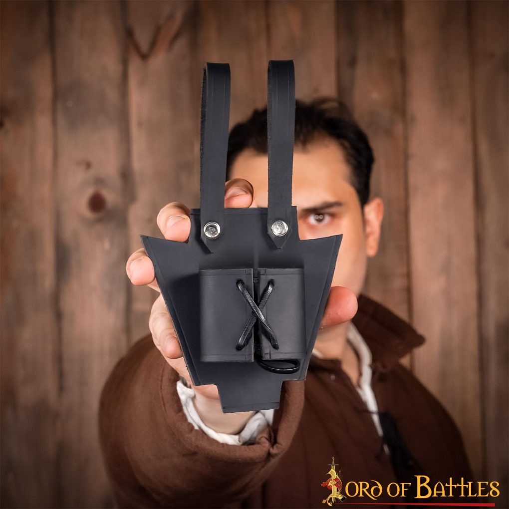 Soporte de cuero genuino estilo medieval para daga y espada - imagen 12