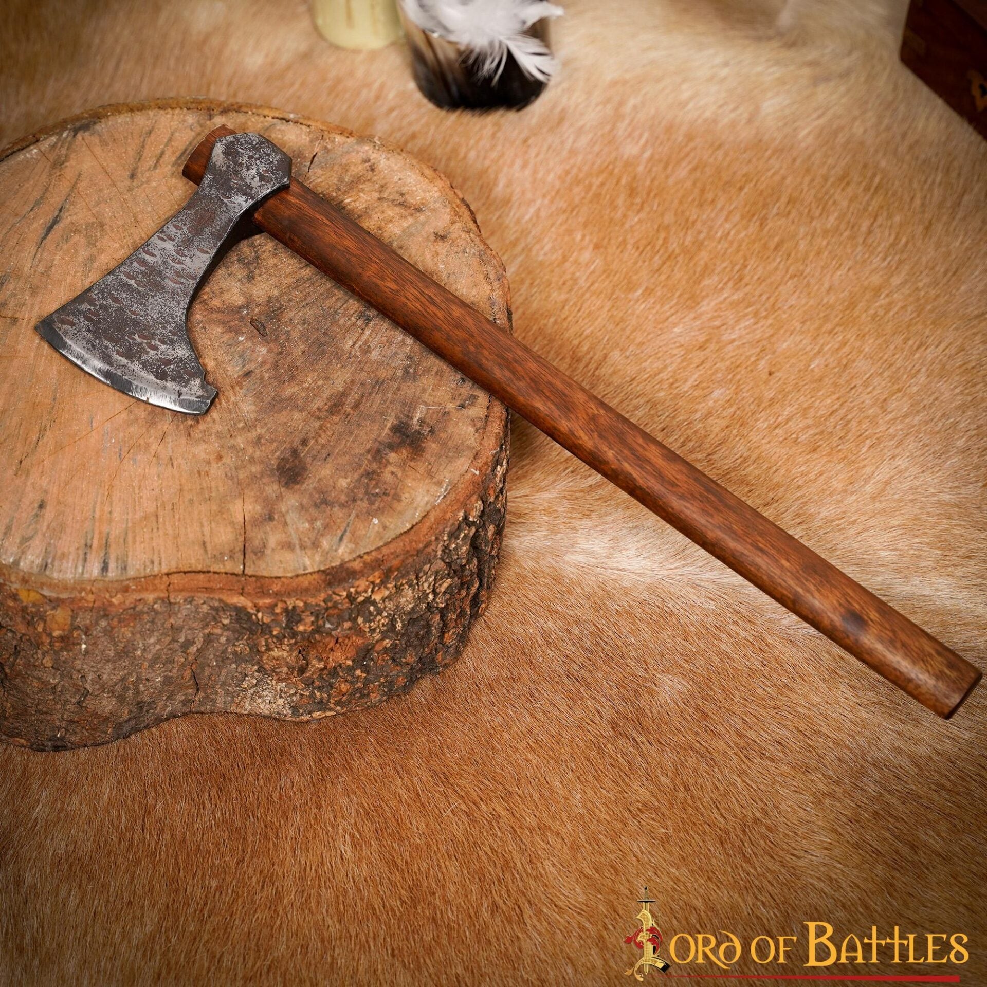 Hacha vikinga forjada a mano con cabeza de acero al carbono y mango de madera - imagen 15