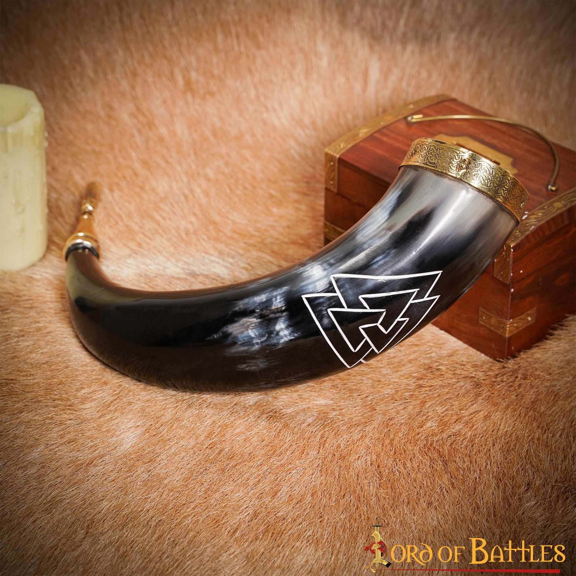 Imagen única de: Cuerno Artesanal de Buey con Grabado Valknut