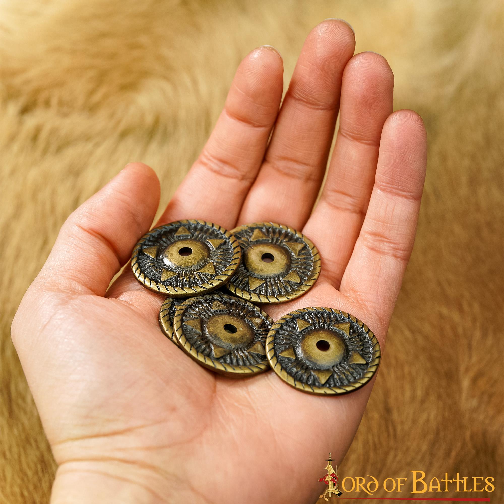 Juego de 5 adornos pentáculo en latón antiguo para ropa y cuero - imagen 9