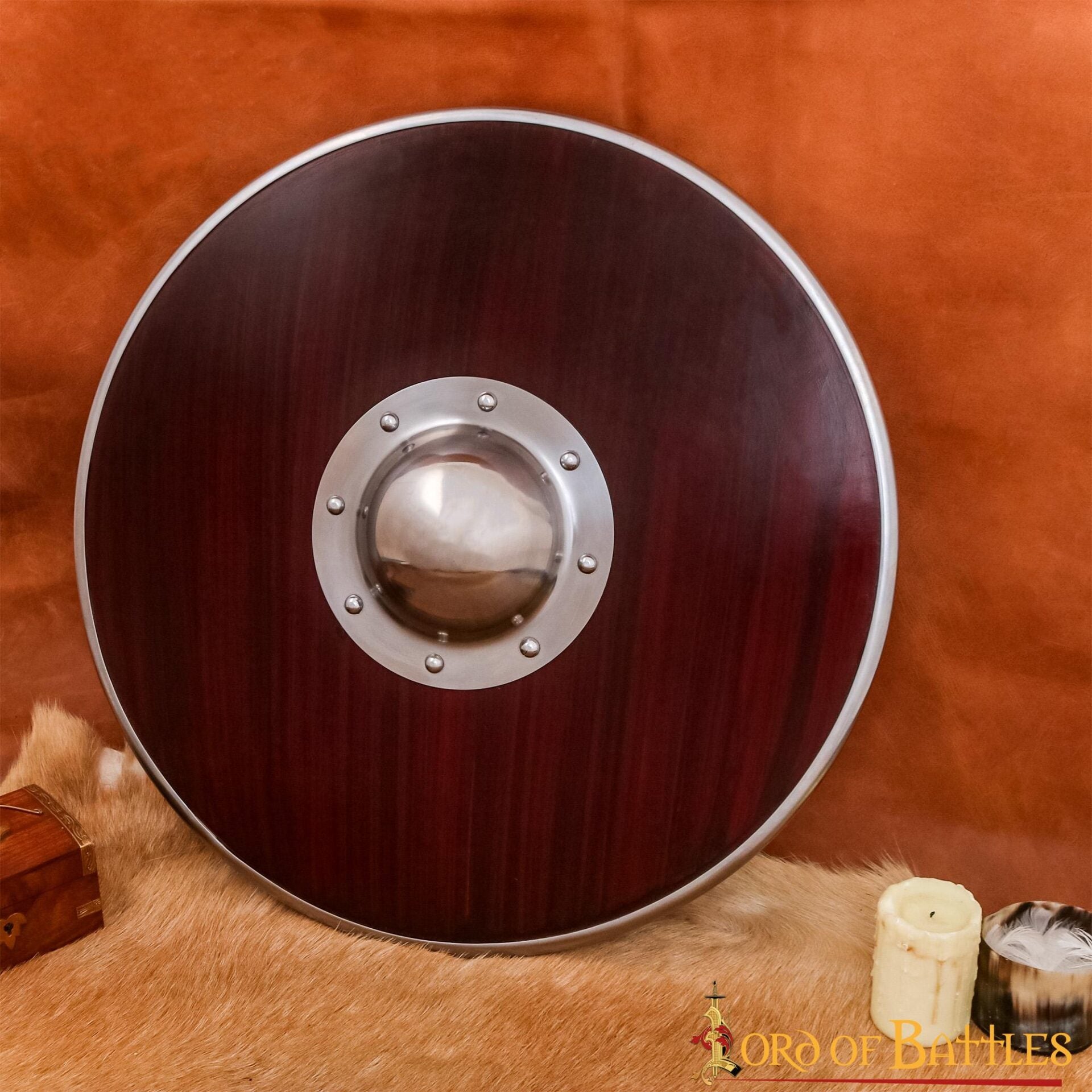 Imagen única de: Escudo vikingo redondo de madera - hecho a mano y funcional - imagen 8