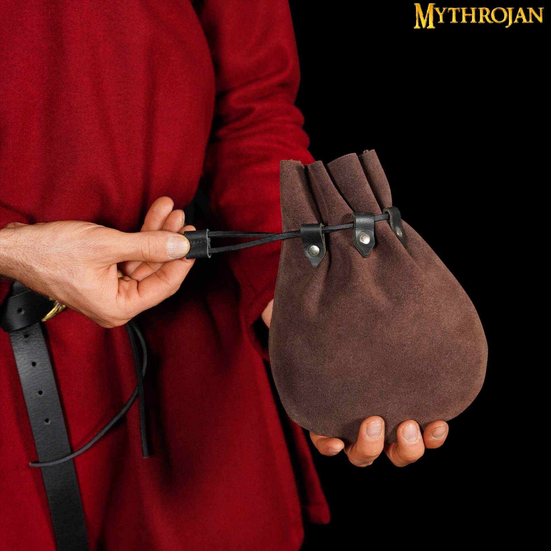 Bolsa de serraje medieval con cordón, monedero renacentista - imagen 9