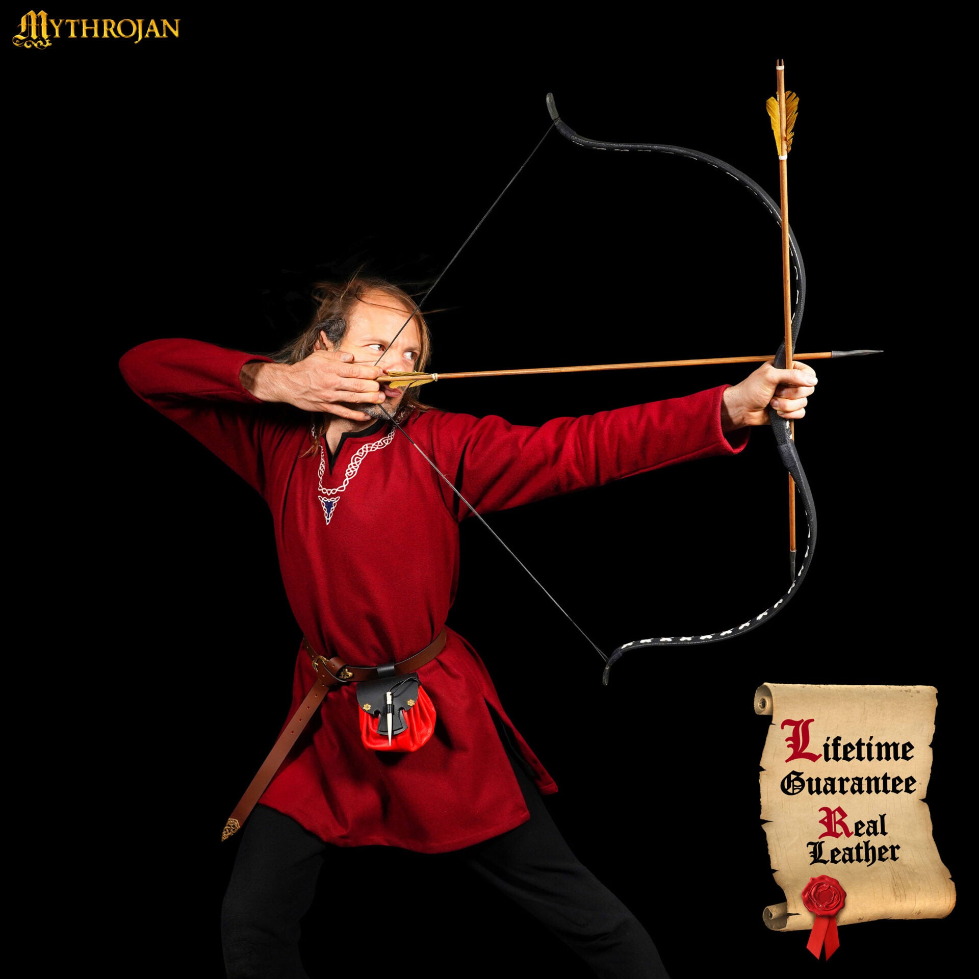 Bolsa de cinturón medieval pequeña en cuero - Mythrojan - imagen 6