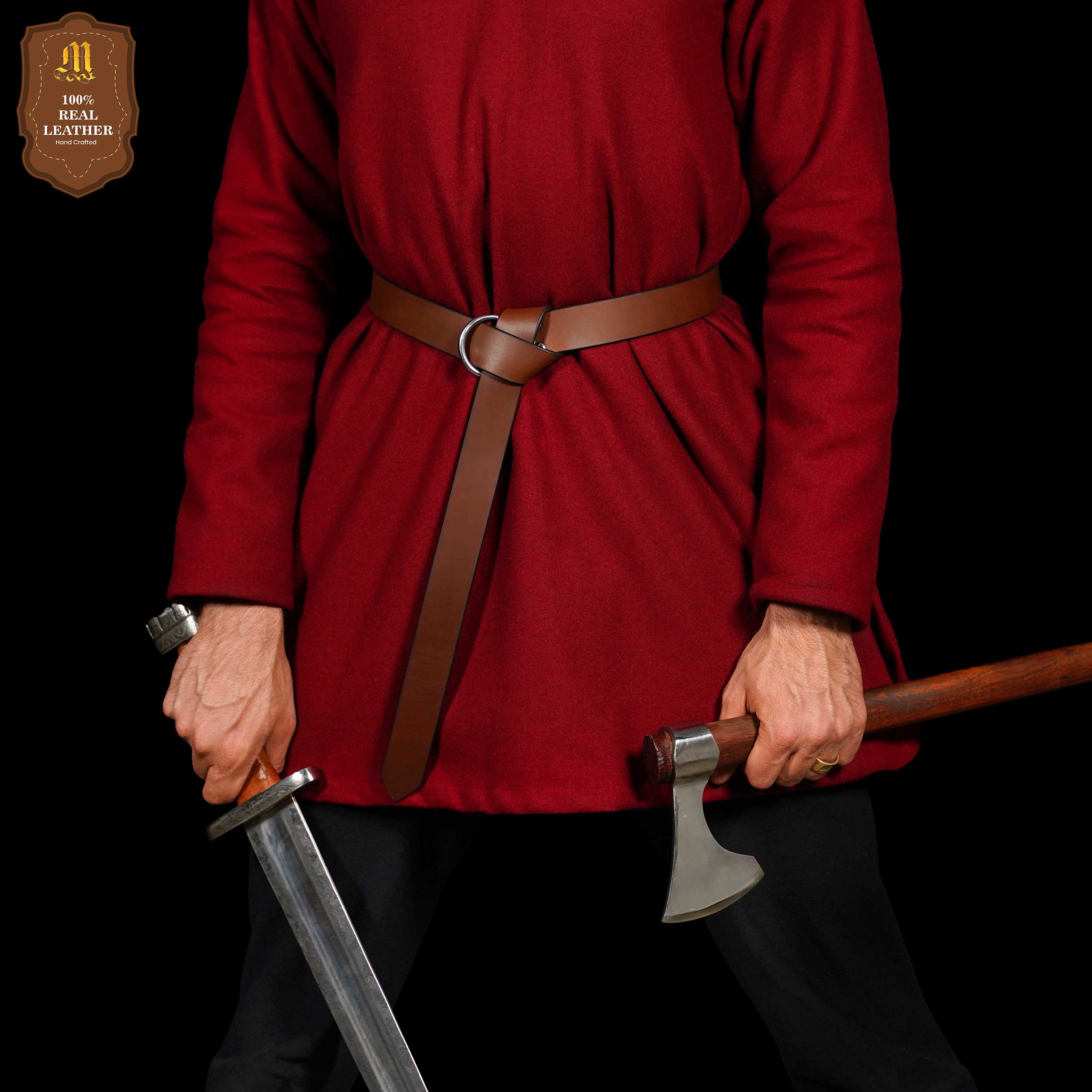 Cinturón medieval de cuero con anilla (hecho a mano) - imagen 16