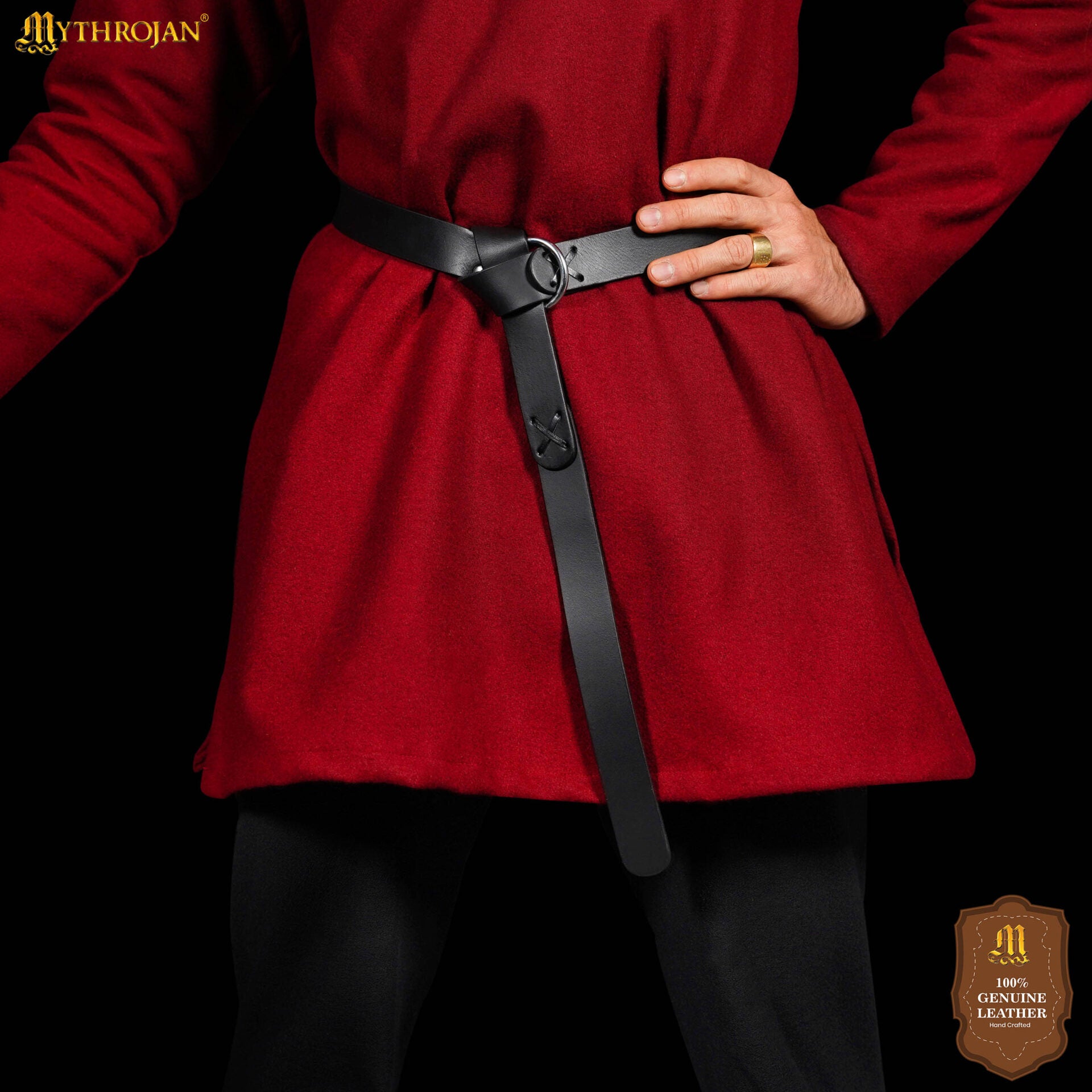 Cinturón medieval de cuero con hebilla O-ring — Mythrojan - imagen 4