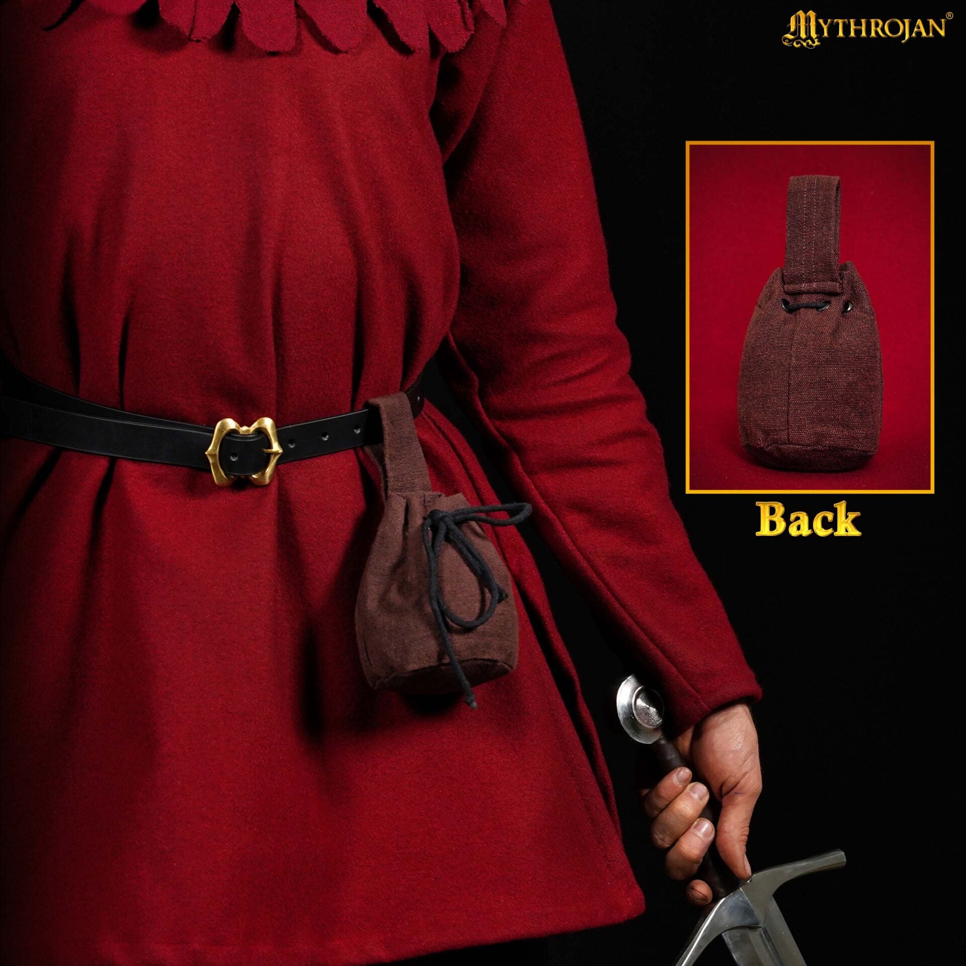 Bolsa de cinturón medieval en lona de algodón con cordón - imagen 10