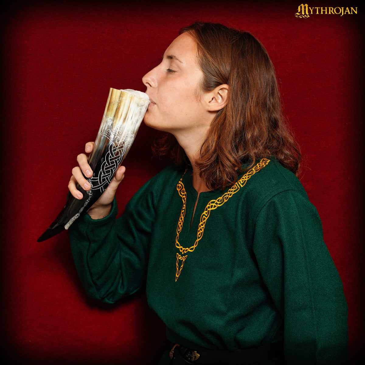 Cuerno vikingo de beber 400 ml con grabados y bolsa - imagen 12