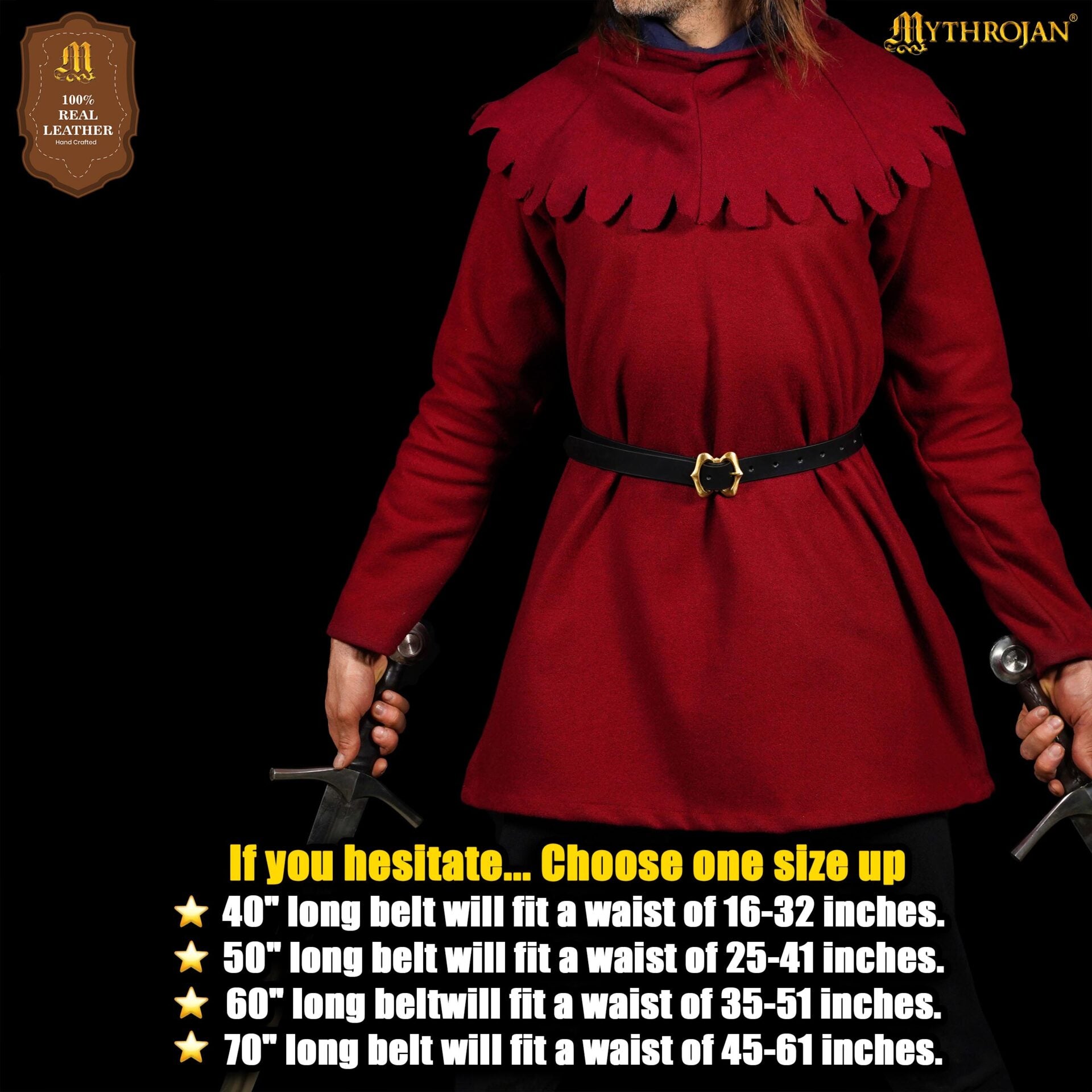 Cinturón medieval de cuero con hebilla de latón - imagen 12