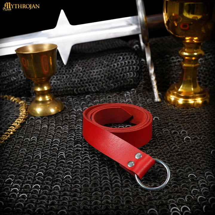 Cinturón medieval de cuero con anilla (hecho a mano) - imagen 9