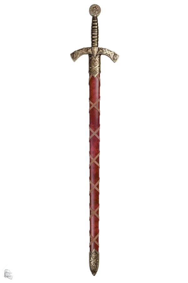 Espada Templaria con Vaina Roja de Color Bronce - Siglo XII