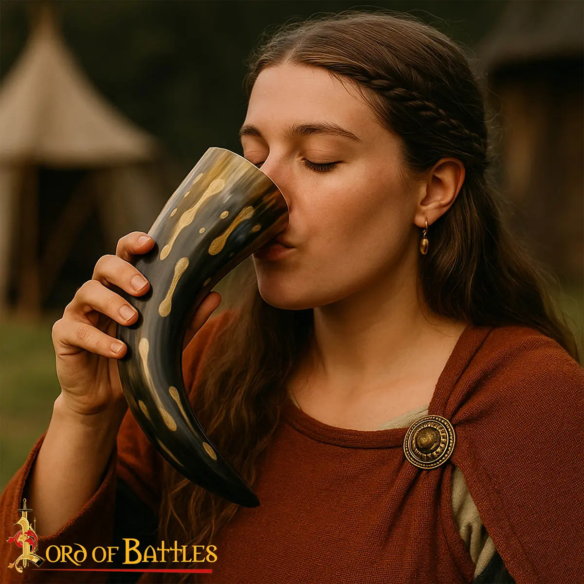 Imagen única de: Cuerno vikingo para beber 400–500 ml — cuerno de buey genuino, hecho a mano