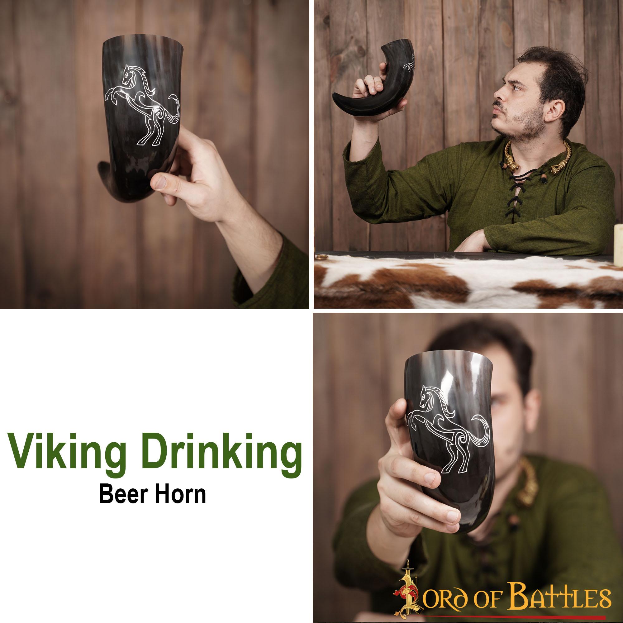 Imagen única de: Señor de las Batallas Cuerno de Buey Auténtico Hecho a Mano 400 - 500 Ml