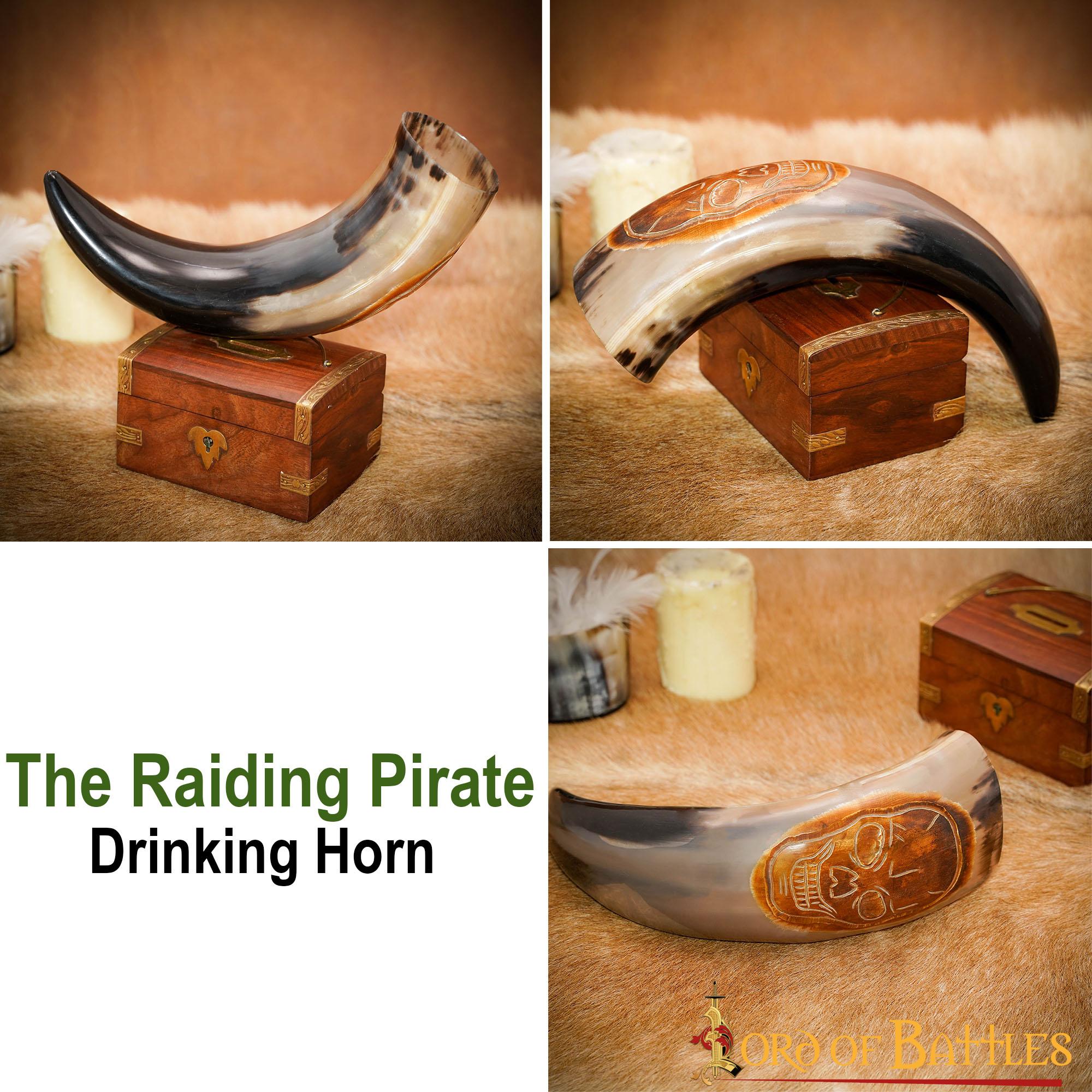 Cuerno de beber Raiding Pirate 400–500 ml — cuerno de buey genuino - imagen 4