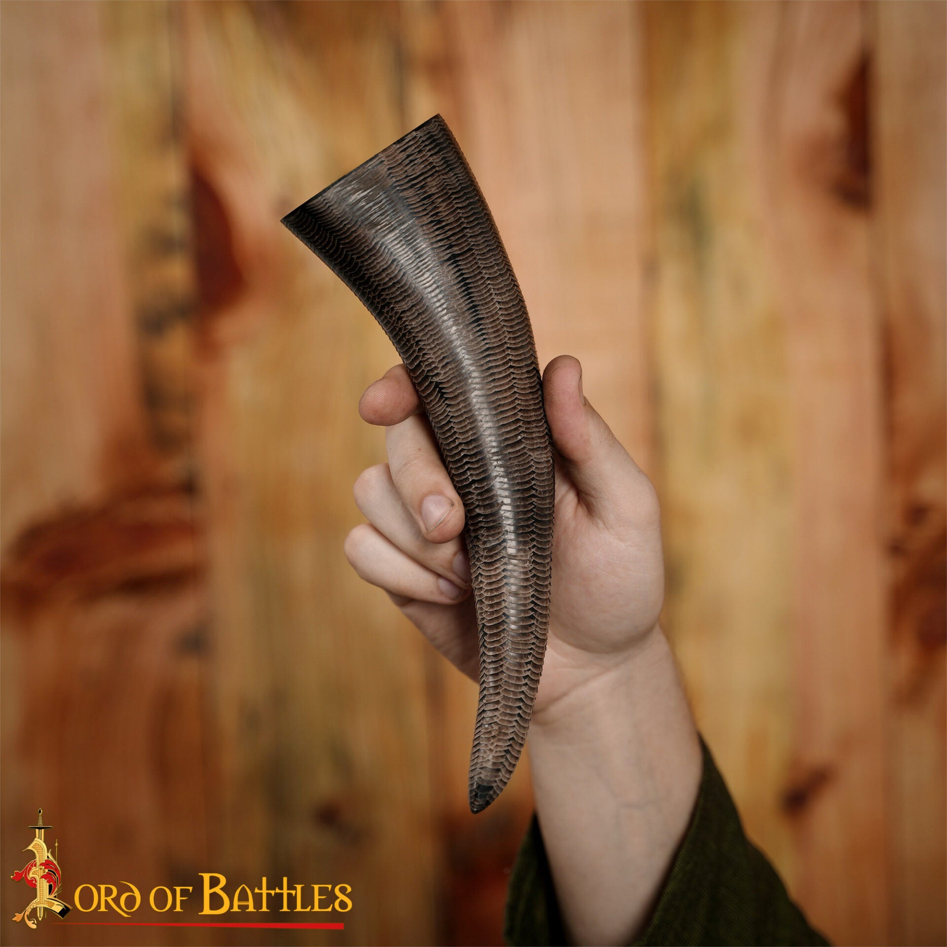 Cuerno bebedor vikingo 150–200 ml, cuerno de búfalo tallado - imagen 5