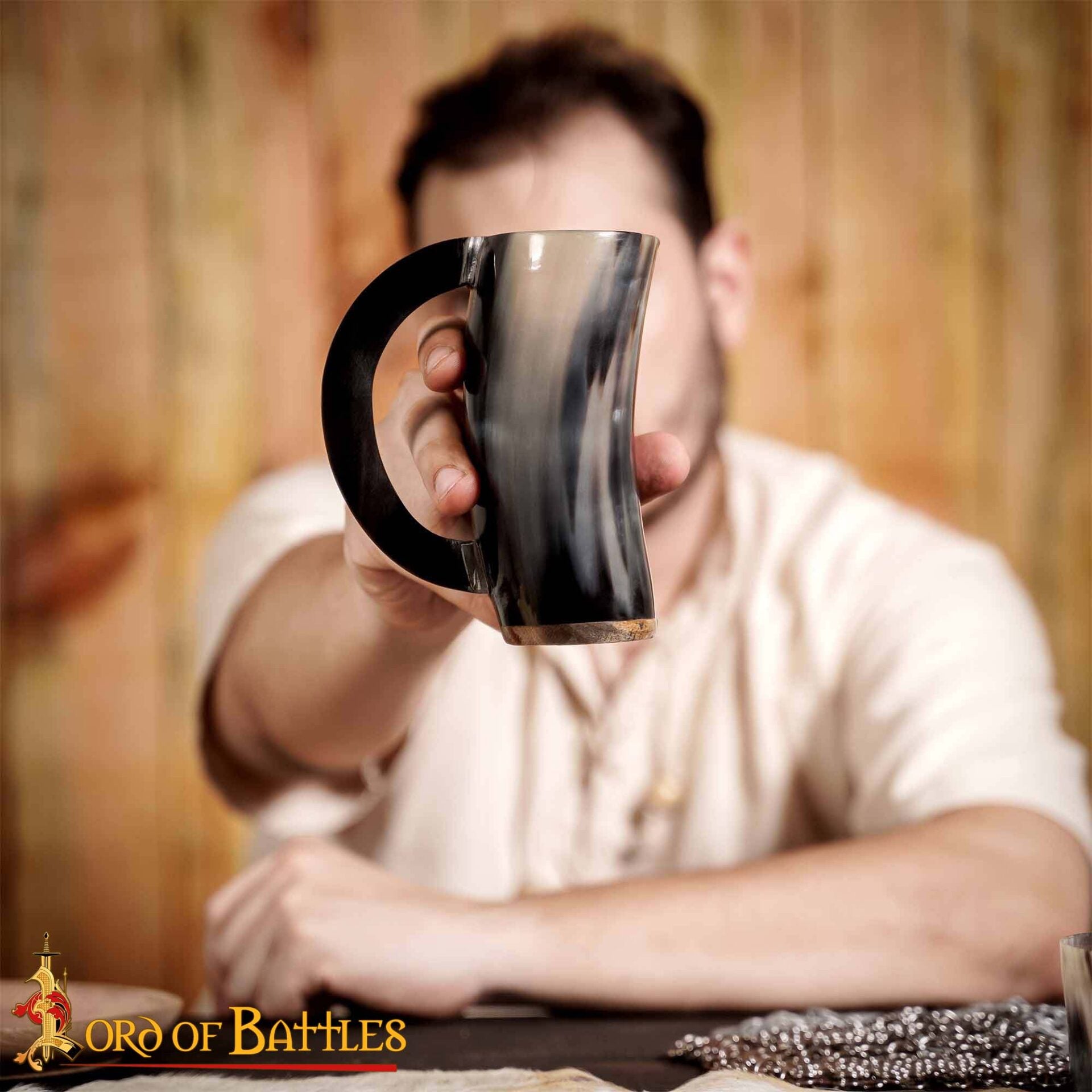 Jarra de cuerno para hidromiel (cuerno de buey, hecha a mano) - imagen 5