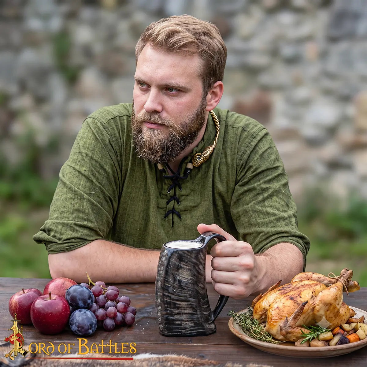Jarra de cuerno de búfalo de estilo vikingo, hecha a mano - imagen 5