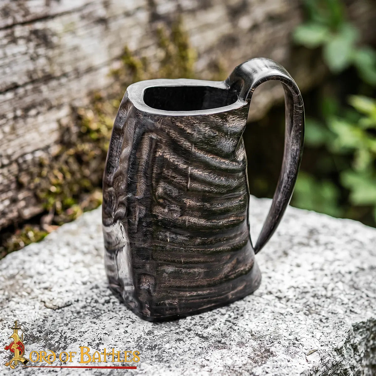 Jarra de cuerno de búfalo de estilo vikingo, hecha a mano - imagen 7