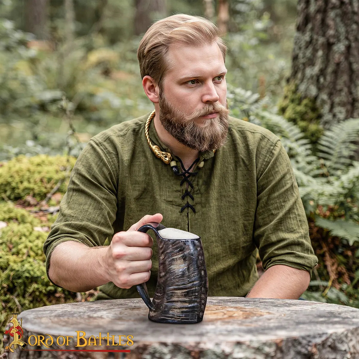 Jarra de cuerno de búfalo de estilo vikingo, hecha a mano - imagen 8