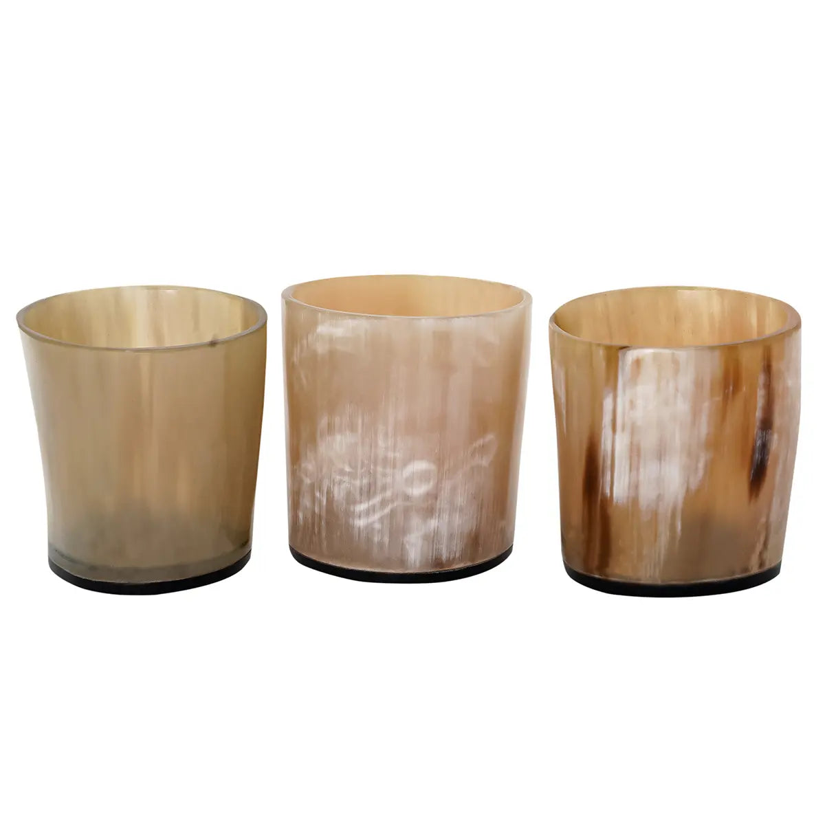 Conjunto de 3 vasos de cuerno vikingo genuino