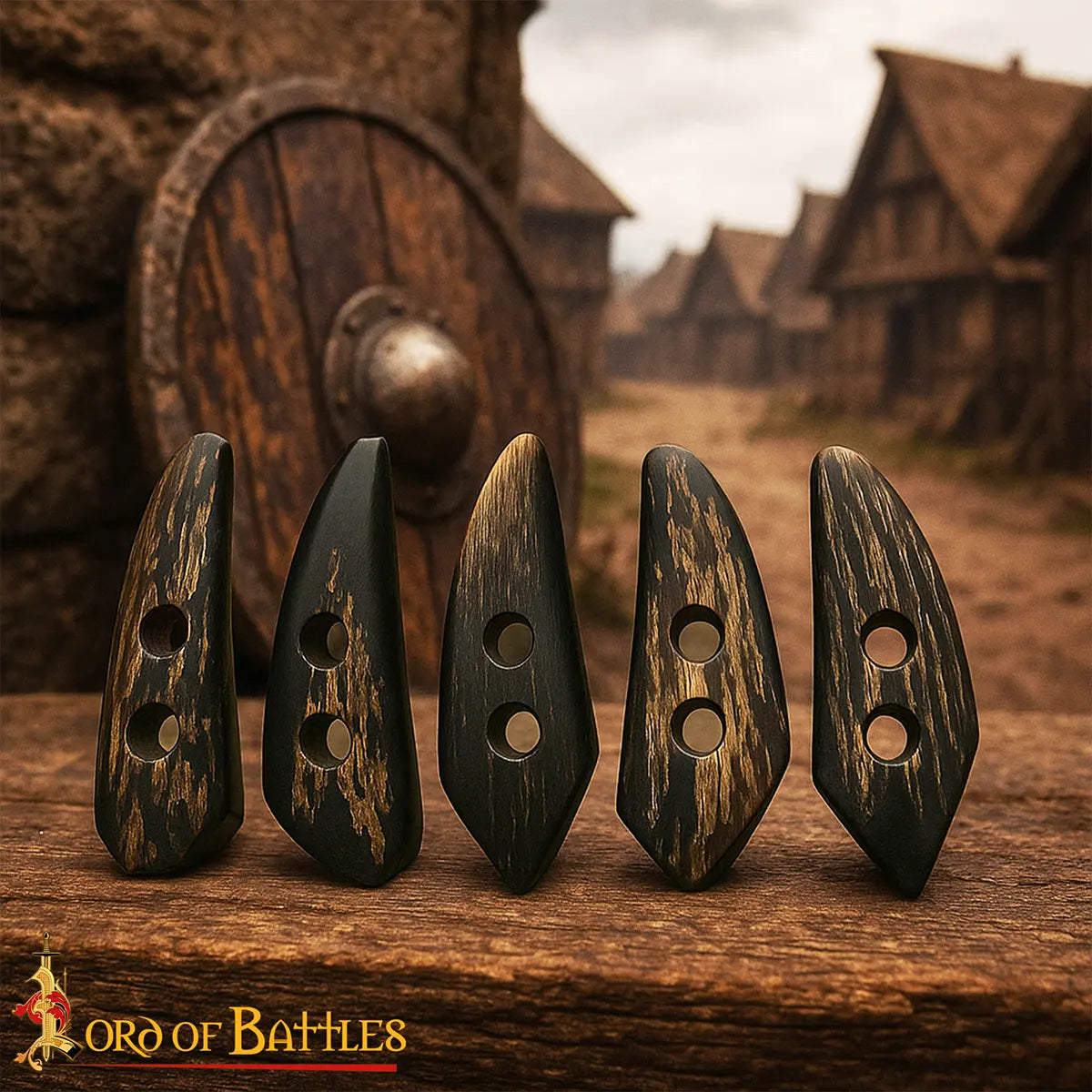 Cierres de cuerno de buey - ambientación aldea medieval