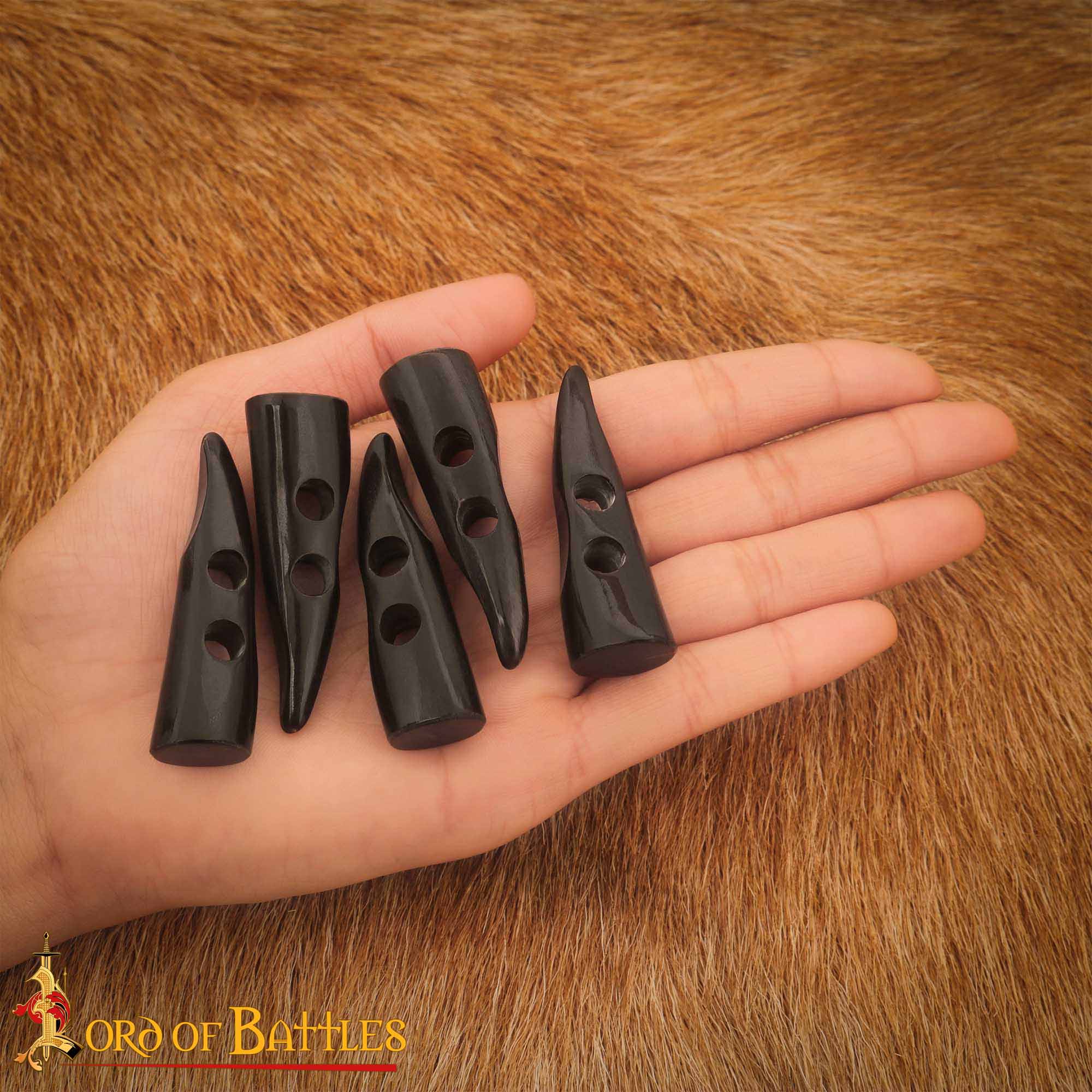 Set de 5 botones de cuerno para vestimenta vikinga - imagen 8