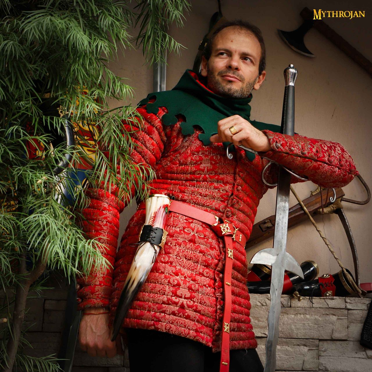 Cuerno de beber vikingo 350 ml con soporte de cuero, acabado pulido - imagen 7